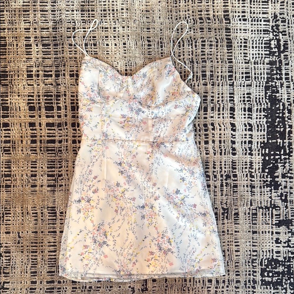 Superdown Floral Spaghetti Strap Dress - White and Pastel